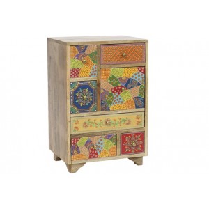  Mesita de noche madera de mango negro envejecido 43 X 30 X 65 cm  